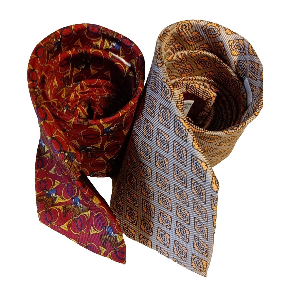 Pair of Vintage 100% Silk Paul Fredrick Men's Ties